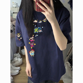 Áo Phông Thun Form rộng Cậu Bé Bút chì shin sticker nam nữ