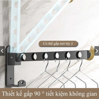 Giá Treo Quần Áo Gắn Tường, Giá Treo Quần Áo Gấp Gọn Tiết Kiệm Không Gian, Không Cần Khoan