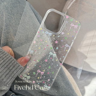 Ins Hàn Quốc Bling Girlish Stars Bow Vỏ Toàn Màn Hình Cho iPhone 11 16 16E 15 14 13 12 Pro Xs Max XR X 7 8 Plus SE Ốp Lưng TPU Mềm HD Trong Suốt Vỏ Điện Thoại Bảo Vệ Lấp Lánh