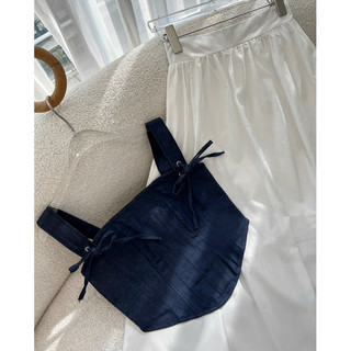 Set áo 2 dây denim corset cột dây chiết eo phối chân váy maxi dáng dài _SEP House