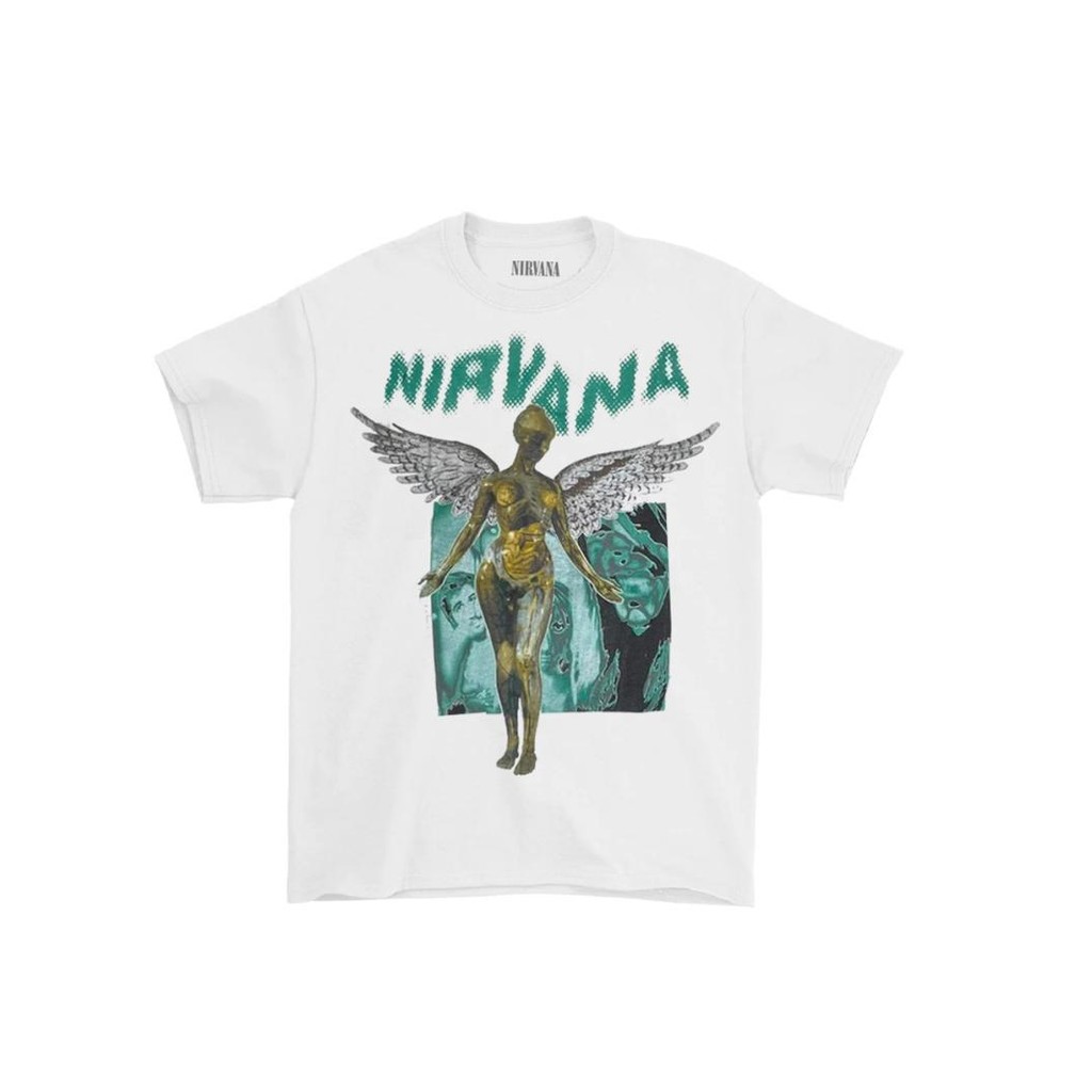[Bộ sưu tập người 1086] Nirvana Band Rock Nirvana Cobain Cobain In hình đau khổ Washed Retro Wax Nhuộm áo thun dáng rộng