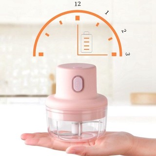 Máy Xay Tỏi Xài Pin 45W và Dụng Cụ Xay Tỏi Ớt Kéo Tay Mẫu Trắng