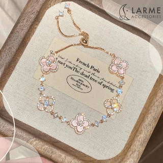 Lắc tay nữ vòng tay freesize hoa anh đào sakura lấp lánh phong cách nhẹ nhàng bánh bèo Larme accessories -VT0184