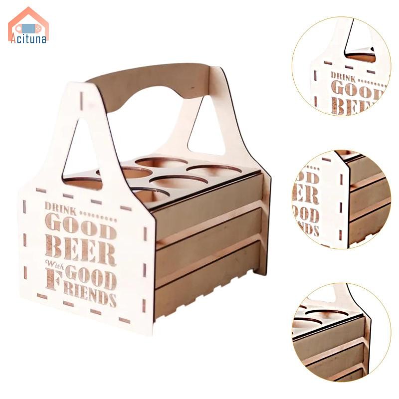 Hộp Đựng Bia Bằng Gỗ Đồ Uống Hiển Thị Người Tổ Chức Mang Ra Có Thể Tái Sử Dụng Phong Cách Vintage Cầm Tay Rượu Vang Cho Tiệc Thanh Tập Hợp