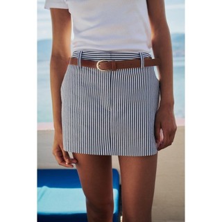 chân váy Zara made in Morocco quần váy sọc năng động kèm belt cá tính
