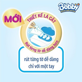Bộ 6 gói Khăn ướt Bobby không mùi 100, 80 tờ/gói (Xanh) - Thảo Nhi Kid