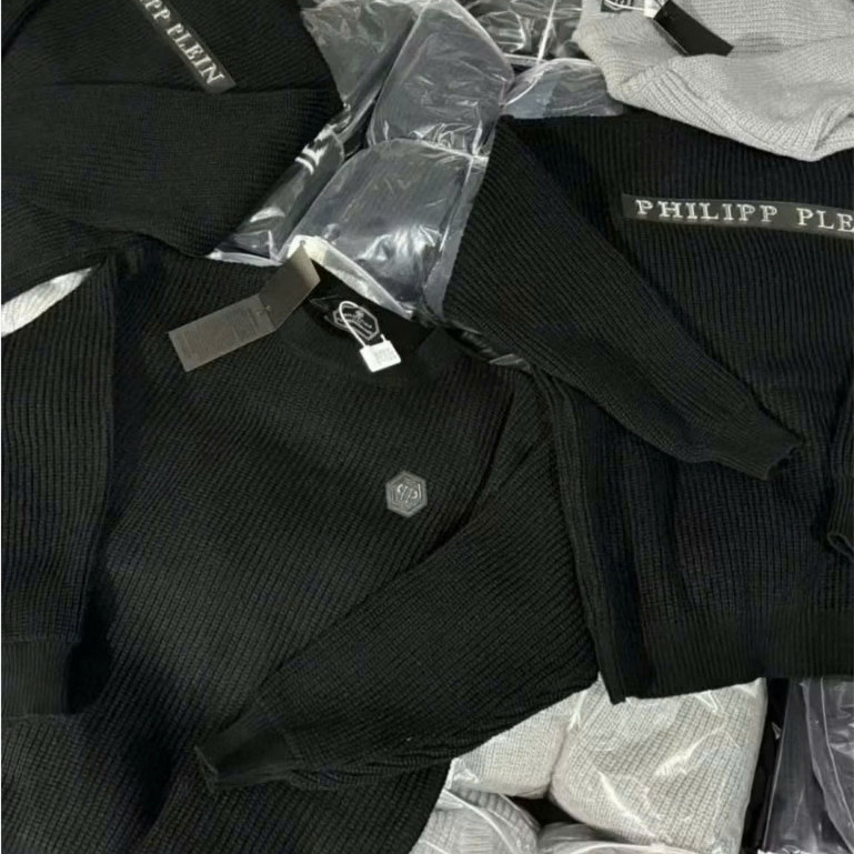 Áo Sweter Philipp Logo 2 Mặt Chữ Sắt KCloser Áo Len Cổ Tròn Dày Dặn Dáng Rộng Nam Nữ NA579