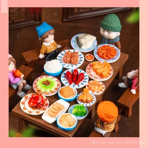 Cảnh quan thu nhỏ mô phỏng bữa tối đêm giao thừa, đồ ăn sẵn, đồ chơi, phụ kiện trang trí DIY, mô hình thu nhỏ trang trí nhỏ