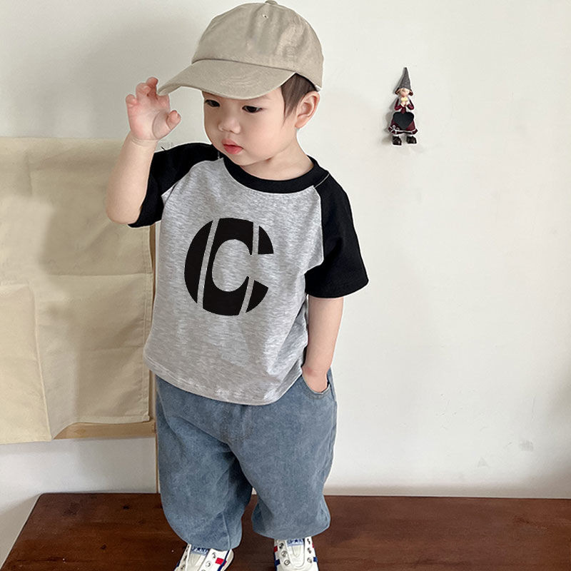 Áo thun Cotton Raglan ngắn tay hoạt hình hợp thời trang 2025 cho trẻ em