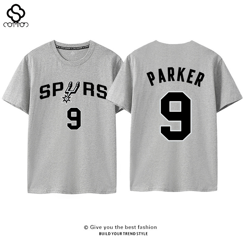 Spurs Duncan No. 21 Parker Gino Billy Vinban Yama No. 1 Áo thun ngắn tay Áo bóng rổ thể thao cỡ lớn thông thường