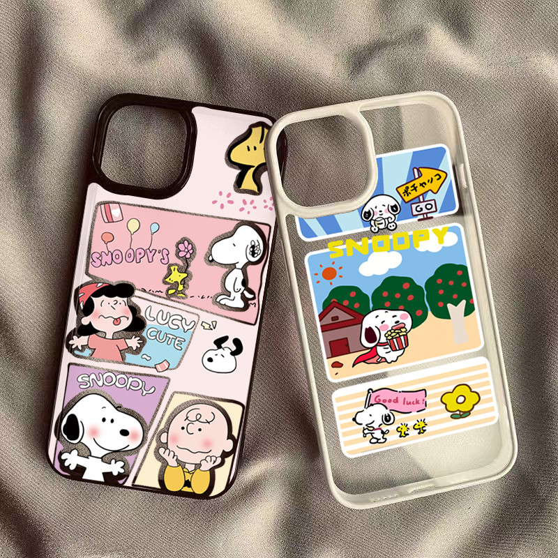 Dành Cho iPhone 16 15 Pro Max 11 13 14 12 Pro Cho iPhone 16e 7 8 Plus XS Max X XR SE2022 Dễ Thương Snoopy Hoạt Hình Graffiti Silicon Trong Suốt Chống Sốc