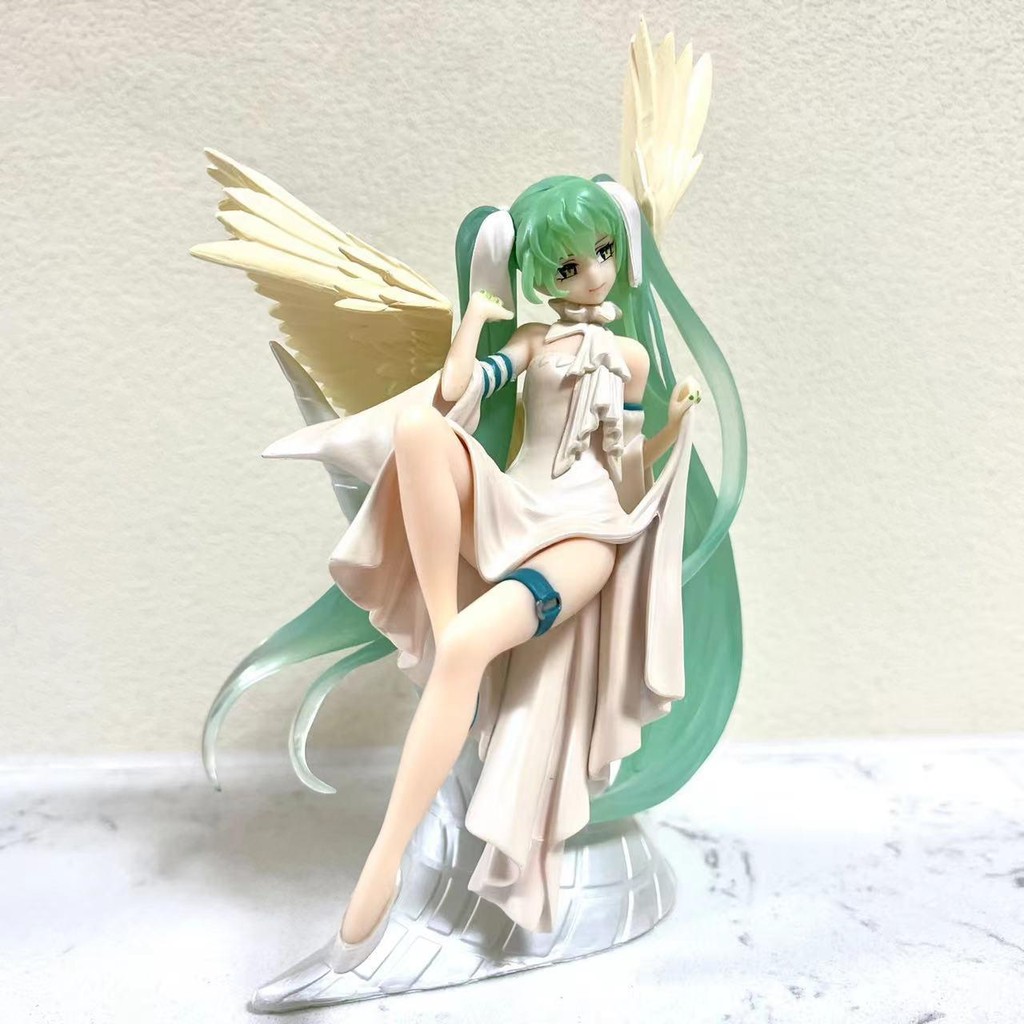 TENITOL Hatsune Miku Light Angel Lady Hai Chiều Đẹp Cô Gái Hình Anime Máy Tính Để Bàn Trang Trí Mô Hình