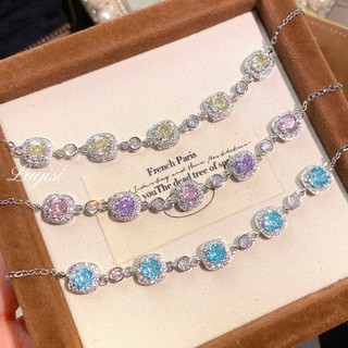 Vòng tay nữ hình bát giác, hoa hồng cắt aquamarine nhiều màu sắc, phong cách châu Âu và Mỹ