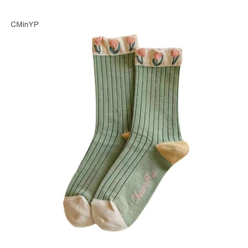 Cminyp Mới Tất Nữ Phong Cách Hàn Quốc Xu Hướng Hoa Tất Cotton Thường Ngày Bé Gái Thủy Thủ Đoàn Tất Vinh Quang