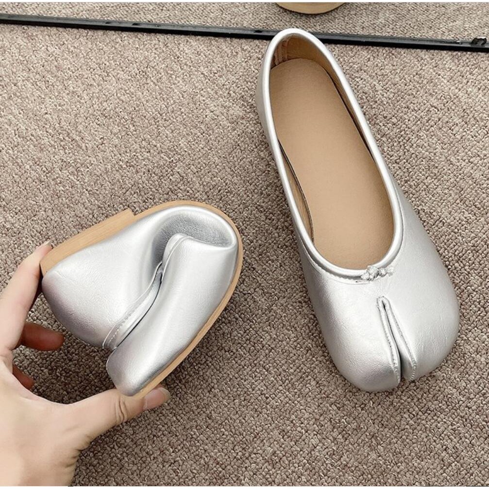 Phong Cách Nhật Bản Tabi Ninja Giày Nữ Cozy Da Flats Tách Hoof Ngón Chân Loafers Femme Mary Jeans Mocasines Nữ Ballerina Giày