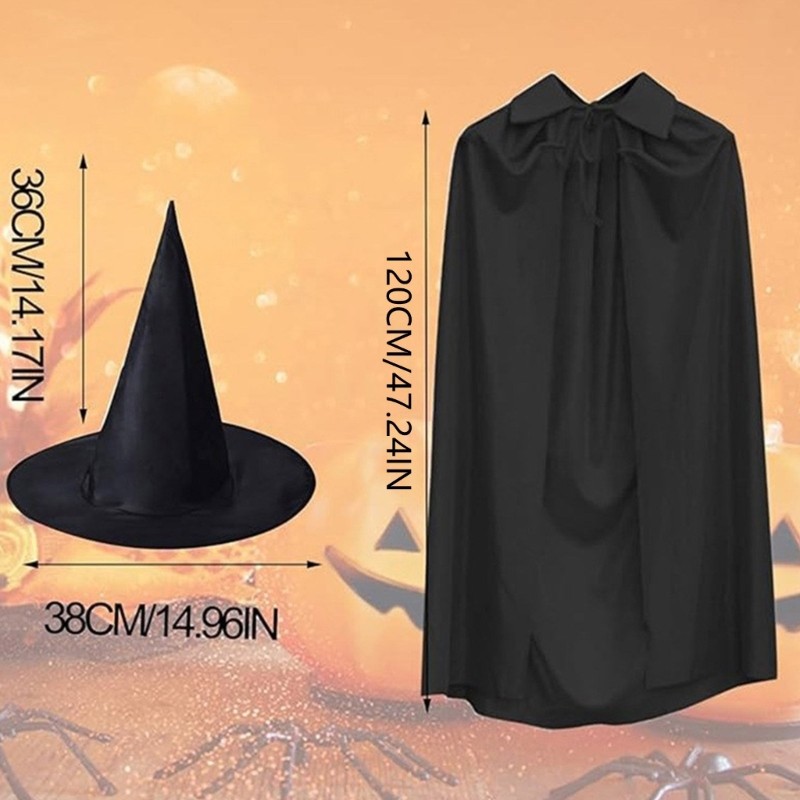 Mis Phù Thủy Phụ Kiện Trang Phục Bao Gồm Phù Thủy Áo Khoác Phù Thủy Mũ Halloween Áo Cho Trẻ Em Người Lớn Halloween Cosplay Par