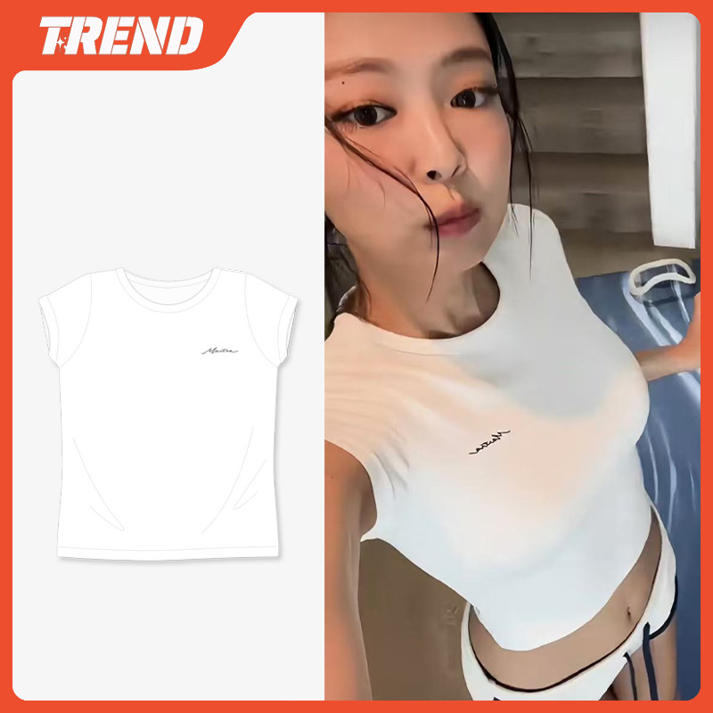 Kpop BLACKPINK JENNIE Mantra Merch Cotton Crop Top Nữ Thời Trang Hàn