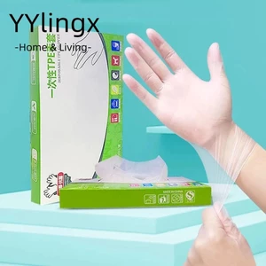 100 Chiếc Găng Tay Dùng Một Lần, Găng Tay Vệ Sinh Trong Suốt TPE, Axit Chống Trơn Trượt An Toàn Làm Việc Găng Tay Cao Su Cấp Thực Phẩm Không Chứa