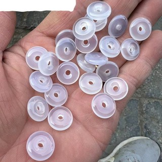 Ngọc mã não trắng chalcedony mặt dây chuyền mặt dây chuyền nhỏ khóa an toàn ngọc quà tặng phụ kiện trang sức