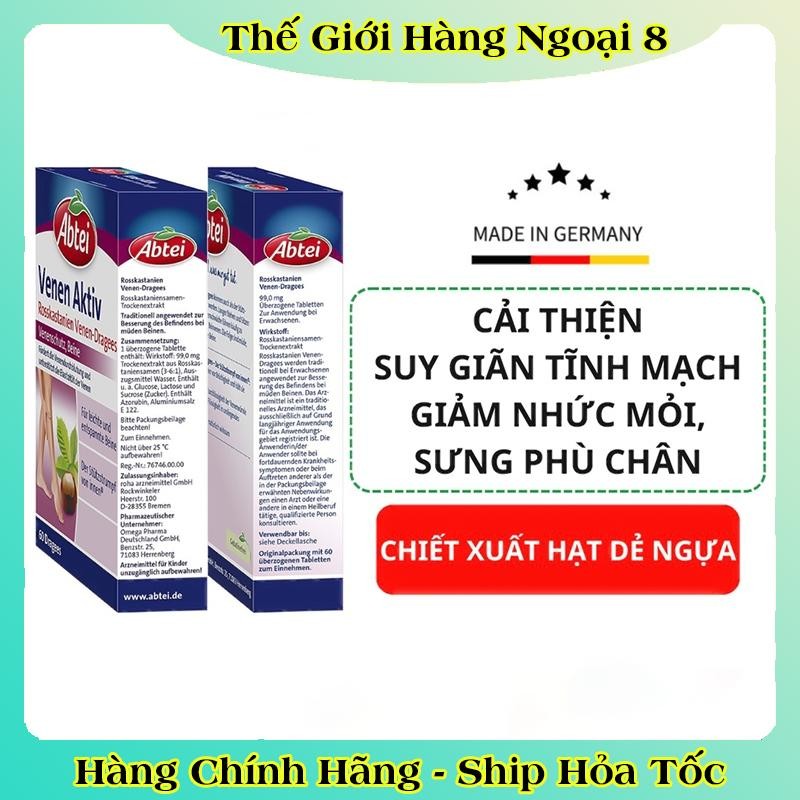 [DATE MỚI ĐỦ BILL] Kem bôi Và Viên Uống Abtei Giãn Tĩnh Mạch của Đức