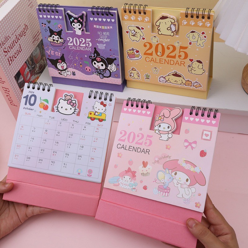 Lịch Để Bàn Sanrio 2025 - Lịch Sách Kỷ Lục Cuộn Dây Đứng - Hoạt Hình Dễ Thương Anime Puppy, Mèo Con, Họa Tiết Thỏ - Văn Phòng Phẩm Sinh Viên - Trang Trí Máy Tính Để Bàn Văn Phòng Tại Nhà