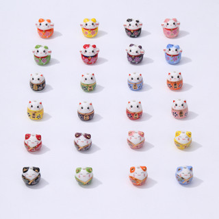 Màu Mới Mèo May Mắn Mèo Dễ Thương Nhật Bản Gốm Tự Làm Handmade Nhiều Màu Sắc Lỗ Dọc Đầu Mèo Sáng Tạo Vòng Chân
