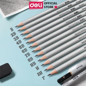 Bút Chì Phác Thảo Dmast Cao Cấp Chuyên Nghiệp Deli - Độ Cứng Từ 2H - 8B - Vẽ Tranh Mỹ Thuật Họa Chân Dung Độ Đậm Chuẩn