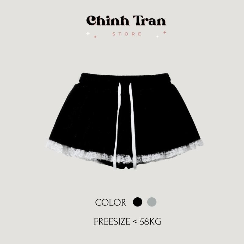 Chân Váy Xếp Ly Nữ Phối Ren Chất Thun Gân Năng Động Basic