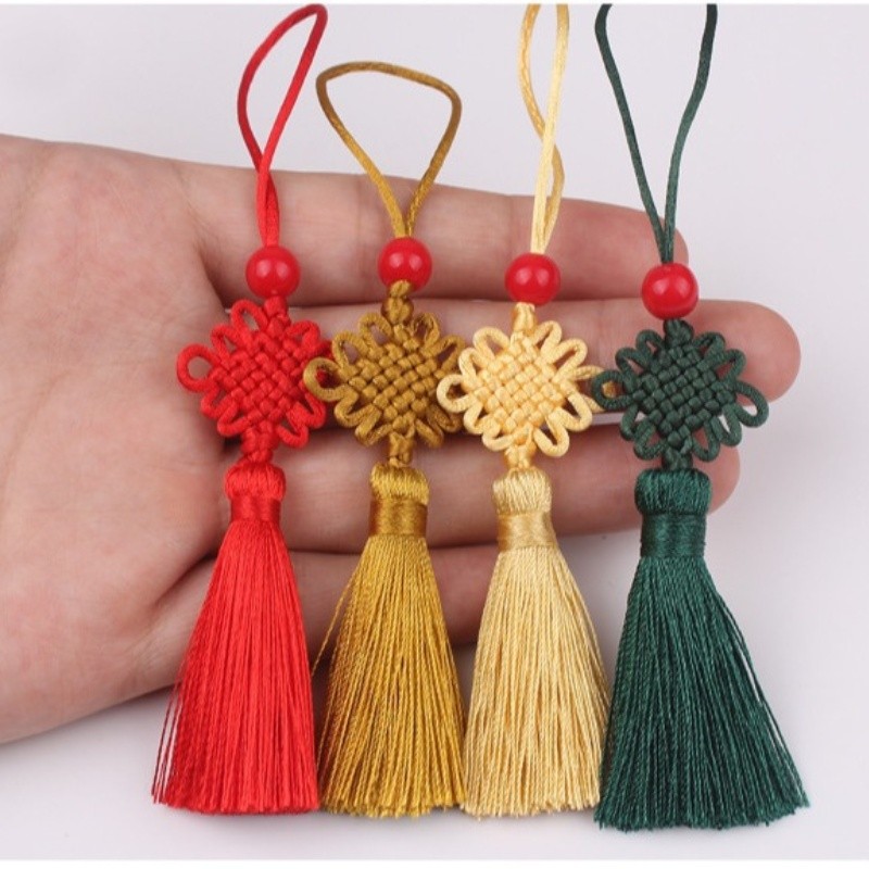 Nhiều Màu Sắc Trung Quốc Nút Thắt Tua Rua Mặt Dây Thủ Công Đánh Dấu Trang Móc Treo Trang Trí Tua Rua Vỏ Điện Thoại Mặt Dây Chuyền