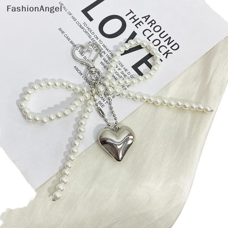 FashionAngel Tinh Tế Đính Hạt Handmade Nơ Hình Móc Khóa Trái Tim Móc Khóa Trang Trí Ngọc Trai Trang Trí Cho Túi Và Điện Thoại VN