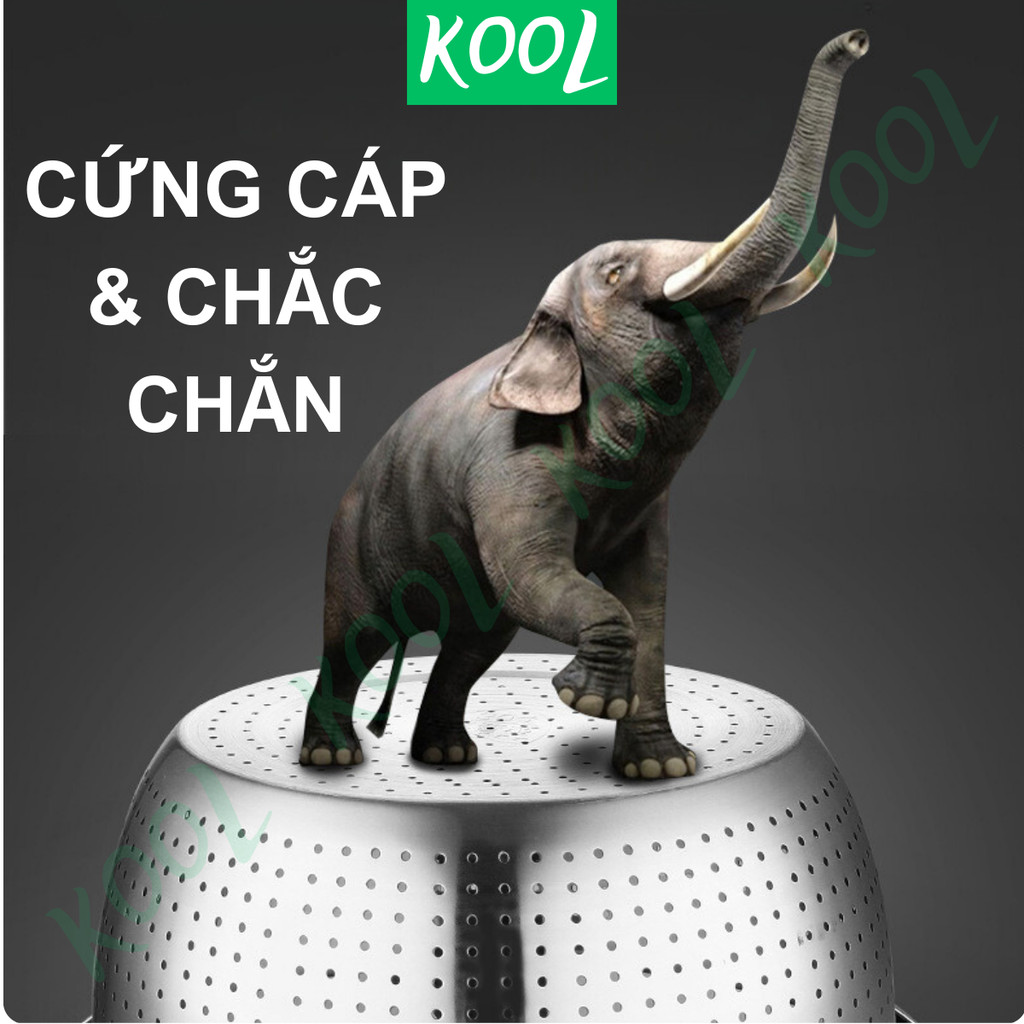 Thau rổ inox đa năng KOOL RB21124 chậu rổ inox, thau trộn rửa rau nhiều size