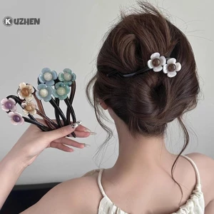 Kuzhen Retro S Hình Đuôi Ngựa Xoắn Kẹp Tóc Hoa Nhiều Màu Xoắn Rỗng Ra Cá Mập Kẹp Mũ Đội Đầu Phụ Kiện Tóc HOT