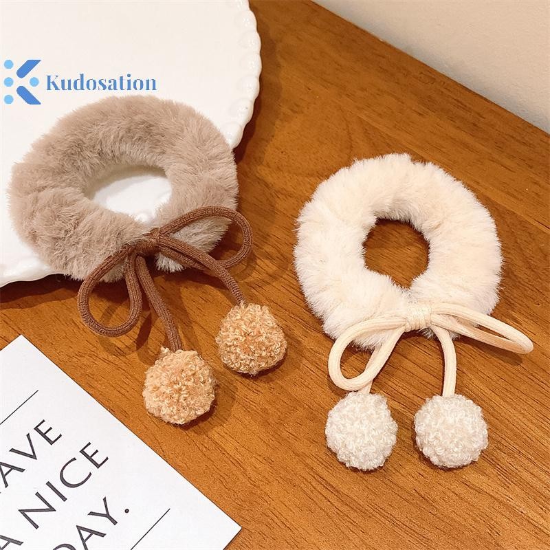 Kudosation Lông Cừu Tóc Anh Đào Dây Dễ Thương Cô Gái Nơ Thắt Tóc Vòng Trang Trí Tóc Co Giãn Dây Buộc Tóc