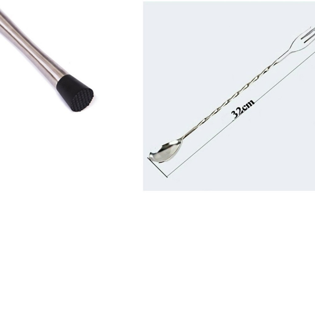 Chày bar pha chế Inox - Chày pha chế - Dụng cụ dầm trái cây - Thìa bar pha chế 25CM