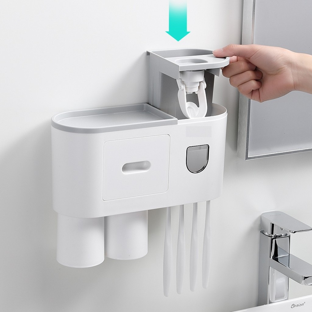 Bộ nhả kem 3 cốc Đánh Răng Tự Động OENON Chính Hãng, Kệ Phòng Tắm Thông Minh Cao Cấp