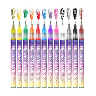Bộ bút nghệ thuật làm móng tay 12 màu Bộ dụng cụ thiết kế móng tay khô nhanh Acrylic chống thấm nước DIY Bàn chải làm móng tay chống nhòe