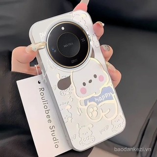 Ốp điện thoại cho Honor X9C 5G/X9C, thiết kế cặp đôi dễ thương, họa tiết chó con mèo con, chống sốc, màu bạc bạc, bảo vệ vỏ cứng hoạt hình