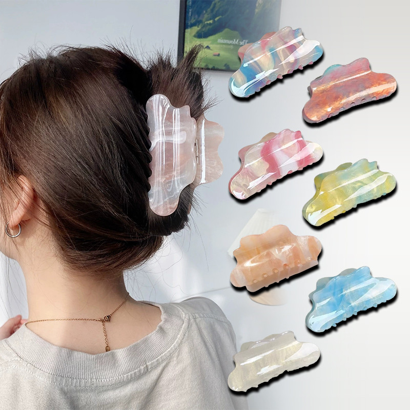 [Yunyuan] Kẹp lấy thay đổi màu sắc Đám mây Acrylic đổi màu sắc Cảm giác cao cấp Kẹp tóc đuôi ngựa Dopamine tươi mát và tinh tế Kẹp tóc thanh lịch cá tính Phụ nữ
