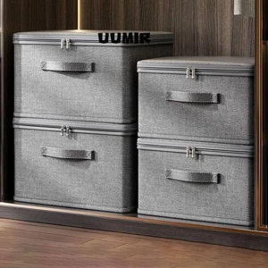 Hộp lưu trữ quần áo UUMIR, có nắp bụi Hộp lưu trữ áo ngực dung tích lớn, Hộp đựng quần áo màu xám đa chức năng Bộ chia quần áo