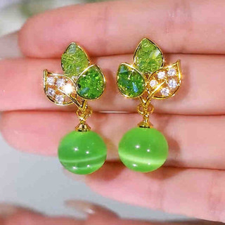 Thiết Kế Niche Xanh Opal Vòng Bông Tai Nữ Tính Khí Bông Tai Bông Tai Phong Cách Mới Bông Tai