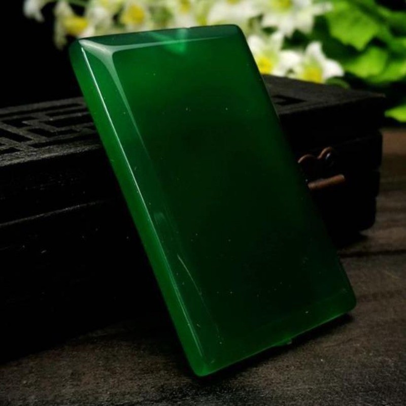 Chalcedony Mã Não An Toàn Không Có Thẻ Vuông Thẻ Mặt Dây Chuyền Nam Nữ Mặt Dây Chuyền