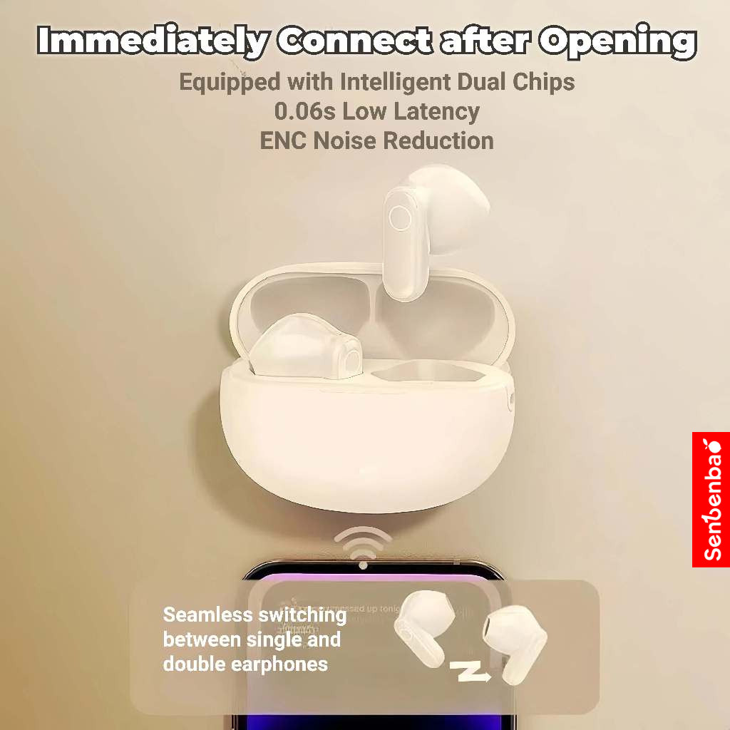 Senbenbao S55 Tai nghe không dây Bluetooth mini, Hifi, thể thao, chơi game, kinh doanh
