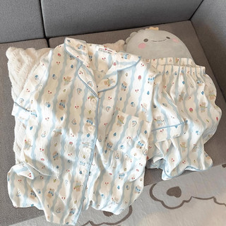 Mây Cotton Bộ Đồ Ngủ Nữ 2025 Mùa Hè Mới Tay Ngắn Ngọt Ngào Hoạt Hình Dễ Thương Nữ Nhà Quần Áo Phù Hợp Với