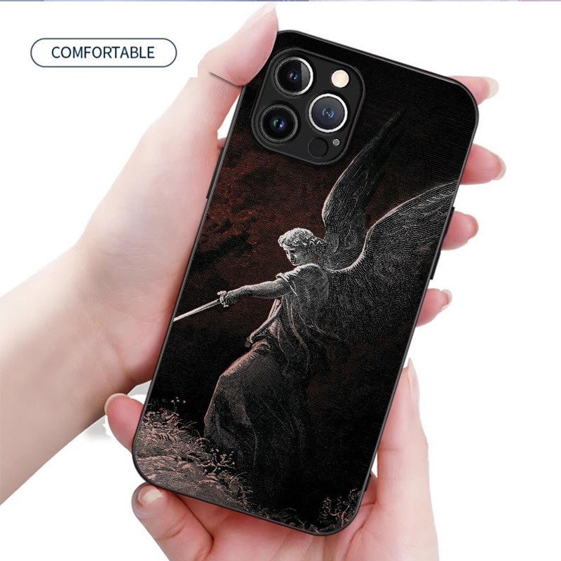 Ốp Điện Thoại Thủy Tinh St Michael The Archangel 03 Cho IPhone 16 15 14 13 12 11 Pro XR XS Max Plus Mini X XR 8 7 6s SE2 / 3