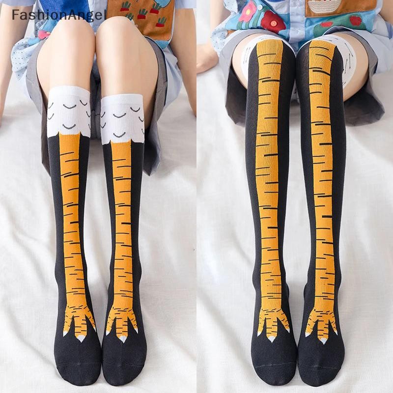 FashionAngel Gà Chân Tất Nữ Trên Đầu Gối Dài Tất Hoạt Hình Ngộ nghĩnh Cotton Chân Gà Móng Vuốt Nữ 3D In Đùi Tất Cao VN