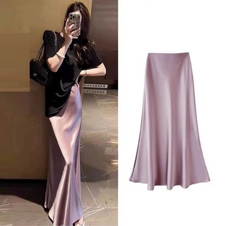 Váy satin lụa nhiều màu Váy đuôi cá eo thấp chất lượng cao Váy dự tiệc sang trọng một lớp