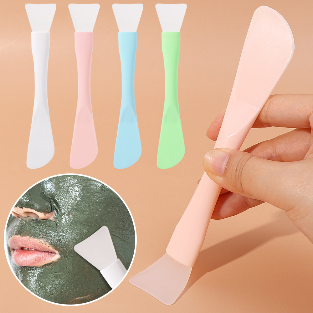 Bàn chải mặt nạ hai đầu tích hợp sáng tạo với đầu mềm & dụng cụ cạo - DIY Mud Film Mix Brush Chăm sóc da Dụng cụ làm đẹp