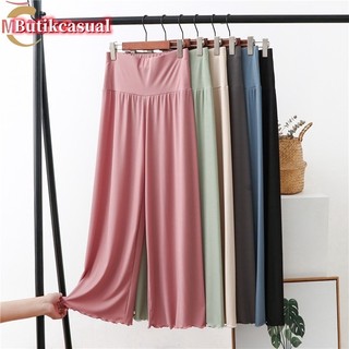 Phụ nữ mát mẻ Quần cạp cao trơn rộng trơn mát mẻ Quần mùa hè Quần co giãn dáng rộng xl-2xl