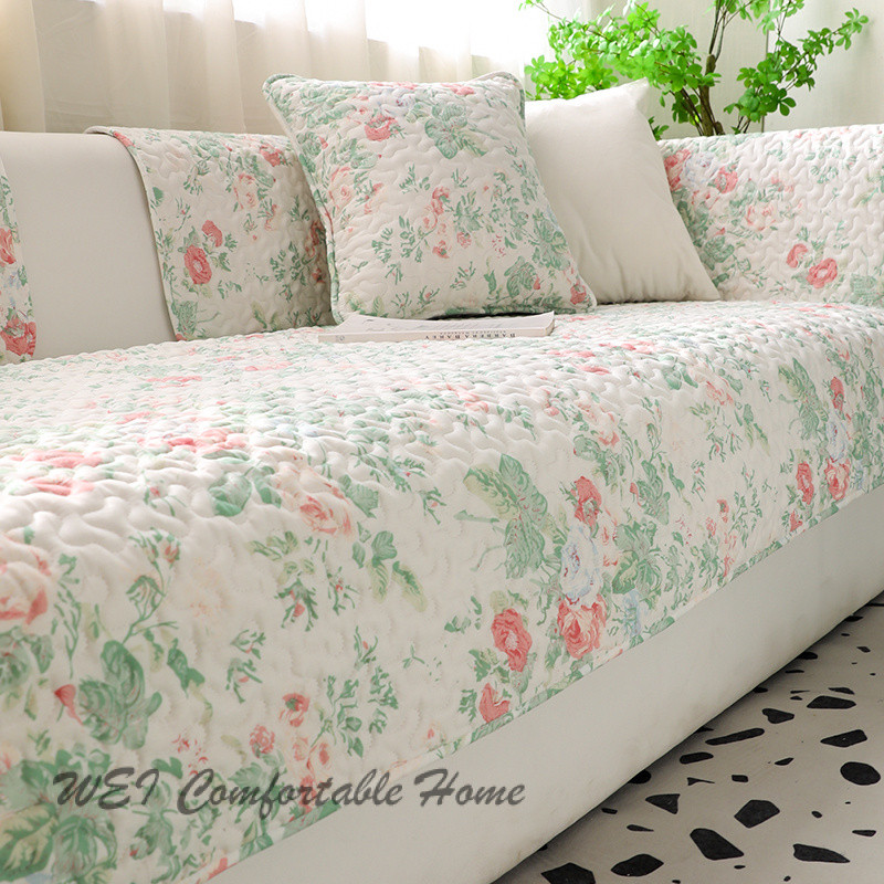 Khăn sofa bốn mùa mẫu mới 2025, tựa lưng chống trượt, đệm ghế cotton tươi mới