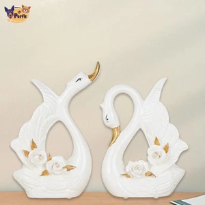 Perfk 2 Cặp Đôi Tượng Thiên Nga Để Bàn Trang Trí Bộ Sưu Tập Trang Trí Thanh Lịch